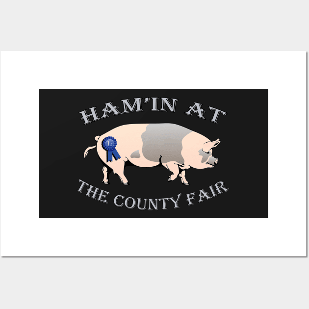 Pig Showing, Funny County Fair Livestock Showing Pigs 1st Gift Wall Art by tamdevo1